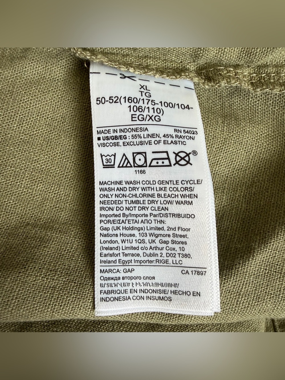 Gap Olive Green Smocked Midi Dress Tie Straps Large XL Sundress Comfy Casual F - Picture 15 of 15